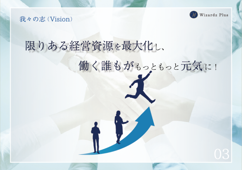 【我々の志】限りある経営資源を最大化し、働く誰もがもっともっと元気に